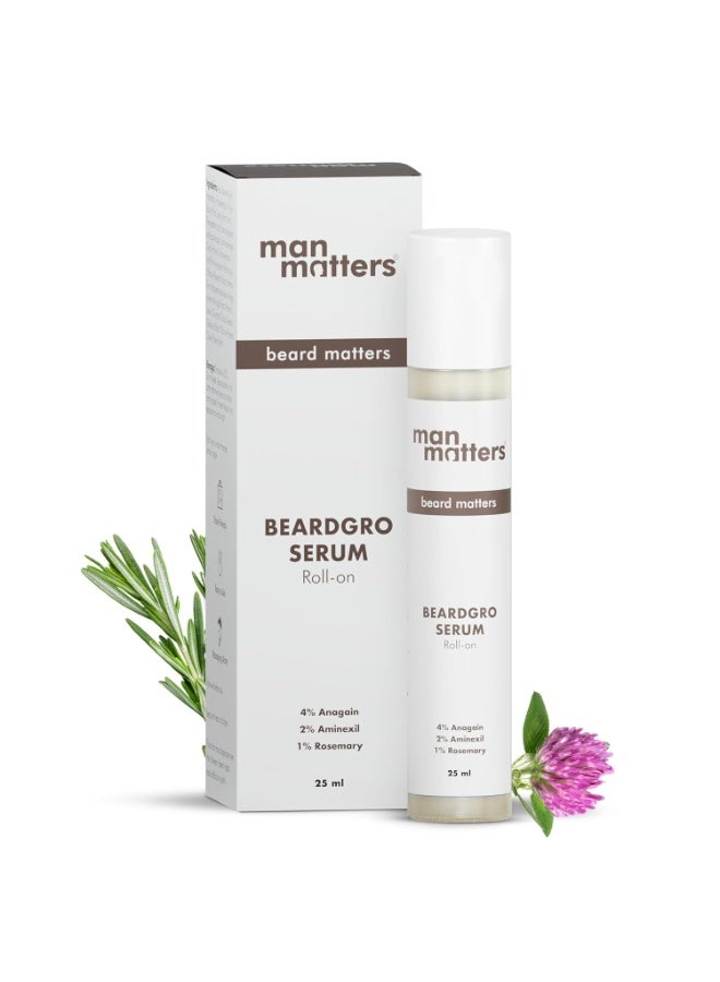 مان ماترز سيروم Man Matters BeardGro لنمو اللحية بتركيبة دوارة 25 مل | يحتوي على 4% أناجين، 2% أمينكسيل و1% إكليل الجبل | للحصول على لحية أقوى وأكثر كثافة وامتلاءً | يعالج مشكلة نمو اللحية غير المتساوي والفراغات | خفيف الوزن وسريع الامتصاص - Image 1